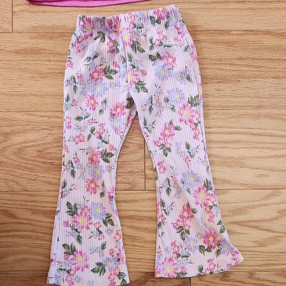 Charming Pink Butterfly Matching Pant Set for Toddlers 2T - Picture 9 of 17